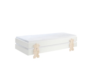 Set 4 paturi stivuibile pentru copii MODULO, alb, din MDF și pin masiv, cu somiere cu lamele incluse – Vipack - Img 5