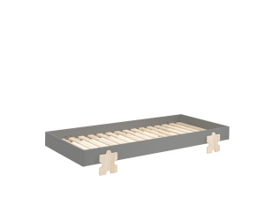 Set 4 paturi stivuibile pentru copii MODULO, gri, din MDF și pin masiv, cu somiere cu lamele incluse – Vipack - Img 5