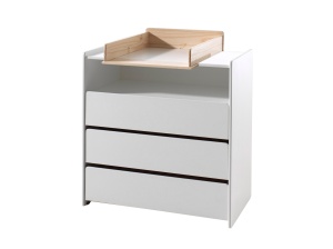 Set Comodă Kiddy cu 3 Sertare și Masă de Înfășat, Alb și Pin Natural – Vipack - Img 3