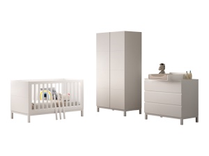 Set Complet Cameră Copii EVA: Pătuț Transformabil 70x140 cm, Comodă cu 3 Sertare, Masă de Înfășat și Dulap 2 Uși, Alb – Vipack - Img 6
