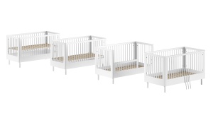 Set Complet Mobilier Cameră Bebelus Forrest Beech, din Lemn Masiv de Fag, Alb: Pătuț (70x140 cm), Masă de Înfășat cu Suport și Dulap cu 2 Uși – Vipack - Img 10