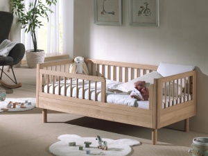 Set Complet Mobilier Cameră Copii Forrest Oak, din Lemn Masiv de Stejar, Natur: Pat Junior (70x140 cm), Comodă cu 3 Sertare și Dulap cu 2 Uși – Vipack - Img 2