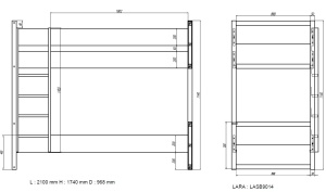 Set Dormitor Lara pentru Copii/Tineri, Alb – Pat Suprapus 90x200 cm, Sertar Pat & Dulap 3 Uși – Vipack - Img 6