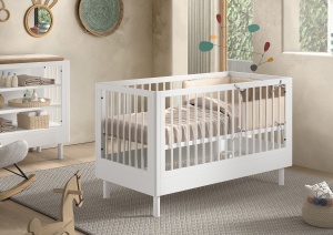 Set Mobilier Cameră Bebelus Forrest Beech, din Lemn Masiv de Fag, Alb: Pătuț (70x140 cm), Comodă cu 3 Sertare și Suport de Înfășat – Vipack - Img 2
