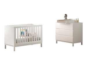 Set Mobilier Cameră Copii EVA: Pătuț 60x120 cm, Comodă cu 3 Sertare și Masă de Înfășat, Alb – Vipack - Img 4