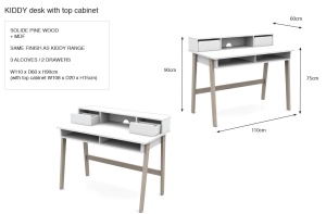 Set Mobilier Kiddy pentru Camera Copii – Pat 90x200 cm, Sertar Pat & Birou – Alb – Vipack - Img 12