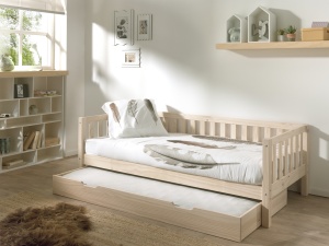 Set Pat Cabină Fritz 90x200 cm cu Sertar Suplimentar, pentru Copii, Pin Lăptos – Vipack - Img 2