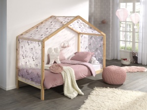 Set Pat Căsuță, cu Perdea Fluturi, Natur, 90 x 200 cm, Pin Masiv – Dallas – Vipack