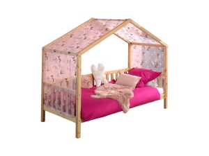 Set Pat Căsuță, cu Protecție și Perdea Fluturi, Natur, 90 x 200 cm, Pin Masiv – Dallas – Vipack - Img 2