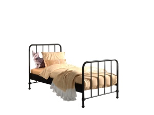 Set Pat Metalic și Noptieră, Negru, 90 x 200 cm (Metal) – BRONXX – Vipack - Img 4