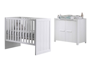 Set Pătuț Transformabil Copii ERIK: Pătuț 60x120 cm, Comodă cu 2 Sertare și Masă de Înfășat, Alb – Vipack - Img 5