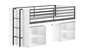 Set SAM în alb este format dintr-un Pat copii matrimonial (90 x 200 cm) și 2 biblioteci.