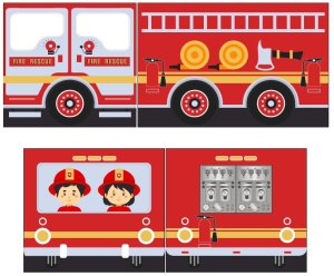 Set SCOTT este format din vagonul de dormit înalt cu tobogan și cortina de joacă FIRE TRUCK. - Img 6