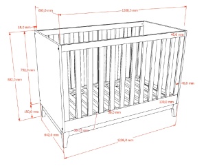 This ILYAS combination consists of a baby bed (60 × 120 cm), a chest of drawers with changing board, and a 3 door wardrobe. - Img 3