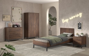 This ILYAS combination consists of a bed (90 x 200 cm), nightstand, 2-door wardrobe and chest of 3 drawers. - Img 2
