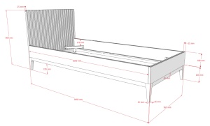 This ILYAS combination consists of a bed (90 x 200 cm), nightstand, 3-door wardrobe and chest of 3 drawers. - Img 3