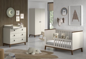 This SEZANE combination in clay consists of a toddler bed (70 x 140 cm), a chest of drawers with 3 drawers, a matching changing board and a 3-door wardrobe. - Img 11