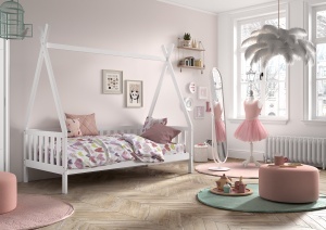 TIPI BED WITH FENCE 90 X 200 CM WHITE - Img 2