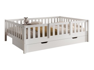 [VIPACK] Pat Dallas | Lemn masiv de pin Scandinav | Alb | Design Montessori cu Protecție Extra 140x200 cm - Img 2