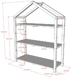 Bibliotecă în formă de Căsuță, Alb, MDF – Dallas – Vipack - Img 3