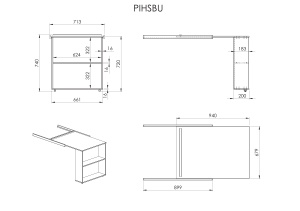 Birou gri opțional pentru patul supraetajat PINO alb – Vipack - Img 3