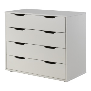 Comodă cu 4 sertare din colecția Pino, din MDF lăcuit alb – Vipack - Img 2