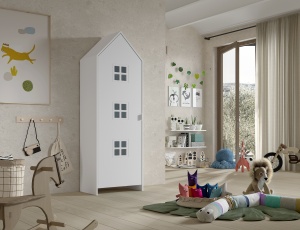 Dulap pentru Copii Căsuță, Alb, (MDF) – CASAMI – Vipack - Img 1