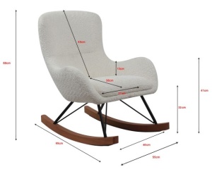 Mini balansoar pentru copii ROCKY, alb, cu tapițerie bouclé, confortabil și decorativ – Vipack - Img 3