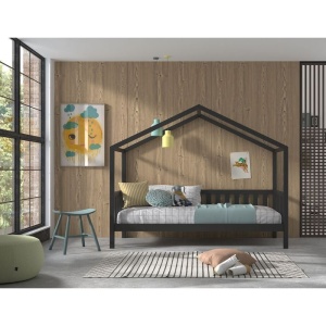 Pat Căsuță cu Protecție, Antracit, 90 x 200 cm, Pin Masiv – Dallas – Vipack - Img 1