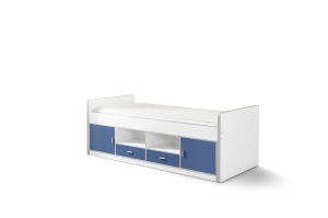 Pat cu Depozitare Integrată, Albastru și Alb (PAL și MDF) Bonny – Vipack - Img 2