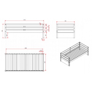 Pat Margrit pentru copii 90x200 cm alb pin masiv – Vipack - Img 3