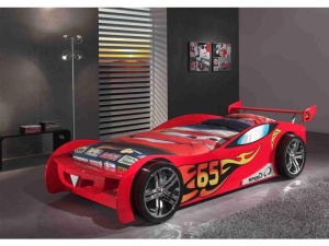 Pat Mașină LEMANS pentru Copii, 90x200 cm, Roșu (MDF) – Auto – Vipack - Img 1