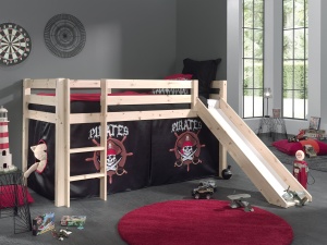 Perdea de joacă cu tema PIRAȚI pentru pat semi-supraetajat pentru copii PINO, negru – Vipack - Img 3