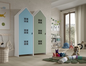 Set 2 Dulapuri pentru Copii Căsuță, Albastru și Verde, (MDF) – CASAMI BRUGES – Vipack - Img 1