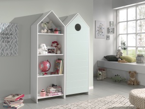 Set 2 Dulapuri pentru Copii Căsuță, Verde Mentă și Alb, (MDF) – CASAMI – Vipack - Img 1