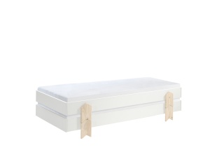 Set 2 paturi stivuibile copii MODULO alb, din MDF și pin masiv, cu somiere cu lamele incluse – Vipack - Img 4