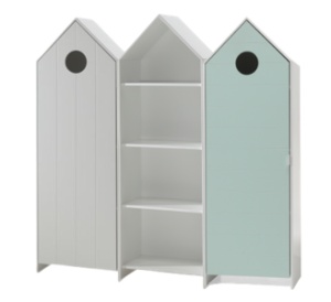 Set 3 Dulapuri pentru Copii Căsuță, Alb și Verde Mentă, (MDF) – CASAMI – Vipack - Img 2