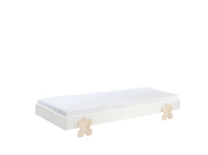 Set 3 paturi stivuibile pentru copii MODULO, alb, din MDF și pin masiv, cu somiere cu lamele incluse – Vipack - Img 5