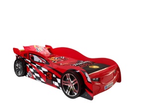 Set Cameră Auto pentru Copii: Pat Mașină de Curse NIGHT SPEEDER și Dulap Benzinărie, 2 Piese, Roșu (MDF) – Vipack - Img 4