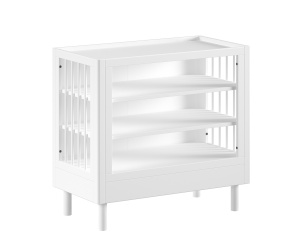 Set Complet Mobilier Cameră Bebelus Forrest Beech, din Lemn Masiv de Fag, Alb: Pătuț (70x140 cm), Masă de Înfășat cu Suport și Dulap cu 2 Uși – Vipack - Img 11