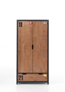Set Mobilier Cameră Copii ALEX, 4 Piese, Pat 90x200 cm, Pin Masiv, Stil Industrial – Vipack - Img 7
