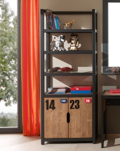 Set Mobilier Cameră Copii ALEX, format din 5 Piese, Pat 90x200 cm, Pin Masiv și Metal Negru – Vipack - Img 15