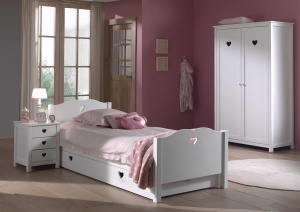 Set Mobilier Cameră Copii AMORI, 3 Piese, Alb, Stil Romantic – Vipack - Img 1