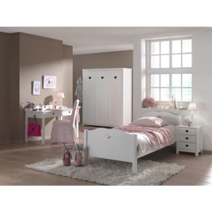 Set Mobilier Cameră Copii AMORI, 6 Piese, Alb, Stil Romantic – Vipack - Img 1