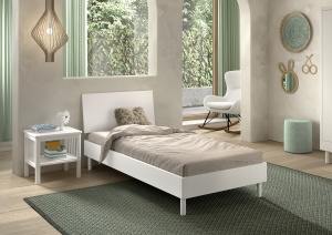 Set Mobilier Camera Copii Forrest Beech, Pat 90x200 cm și Noptieră, din Lemn de Fag Lăcuit Alb – Vipack - Img 1