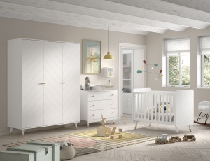 Set Mobilier Complet pentru Bebeluși, 4 Piese, Alb Satinat (Pin Masiv și MDF) – Billy – Vipack