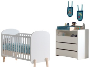 Set Mobilier Kiddy pentru Camera Bebelusului – Pătuț 60x120 cm, Comodă și Masă de Înfășat – Alb și Pin Natural – Vipack - Img 4
