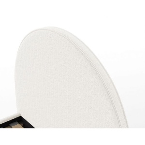 Set MOON: pat tapițat 140 x 200 cm alb cu țesătură bouclé și spațiu de depozitare + taburet alb multifuncțional – Vipack - Img 5