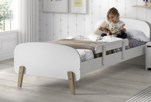 Set Pat Kiddy 90x200 cm cu Bară de Siguranță, pentru Camera Copii, Alb – Vipack