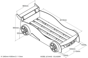 Set Pat Mașină LEMANS și Saltea BASIC COOL pentru Copii, 2 Piese, Roșu (MDF) – Auto – Vipack - Img 3